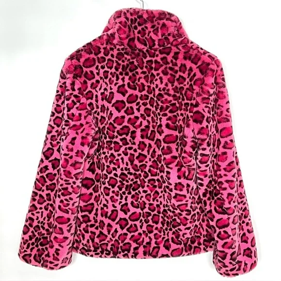 Zadig & Voltaire Pink Leopard Faux Fur Coat XS - Picture 7 of 10